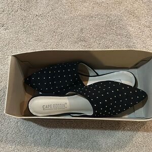 Velvet with gold studs mules